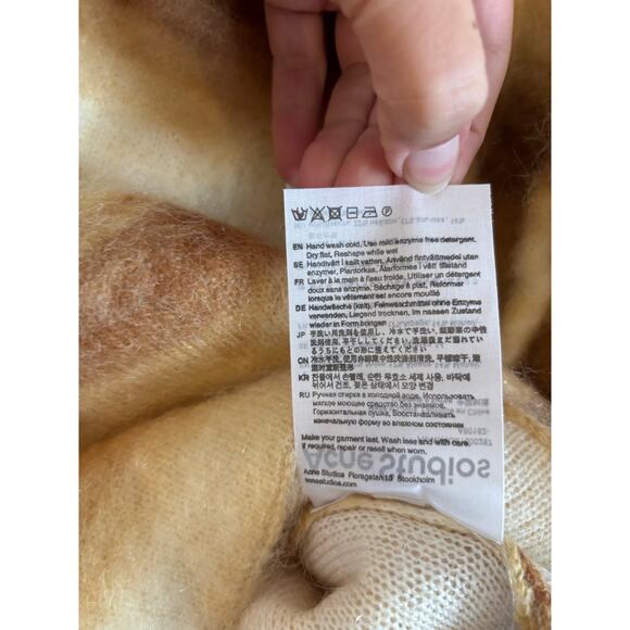 ACNE STUDIOS Ombre Stripe Mohair Wool Sweater Sand Beige NWOT Size Small - Picture 5 of 6